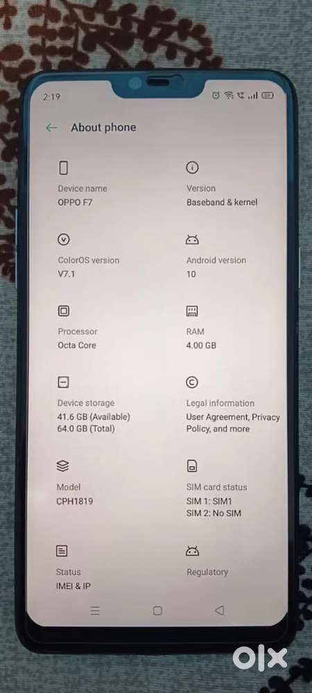 Oppo f7 4GB RAM 64GB STORAGE
