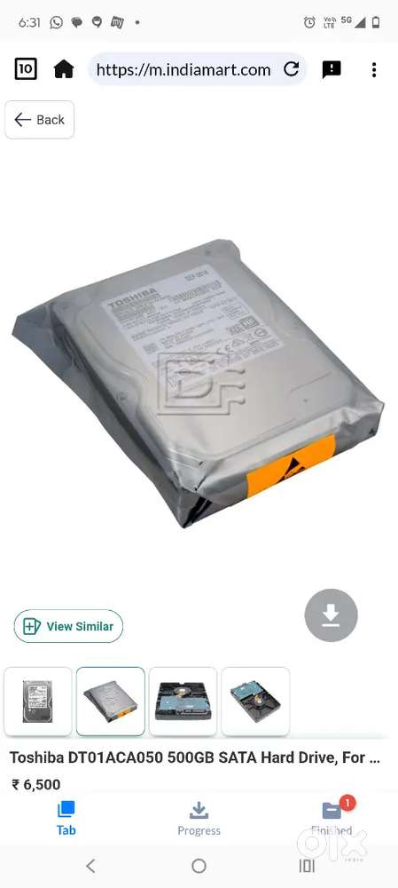 500gb Toshiba hard disk