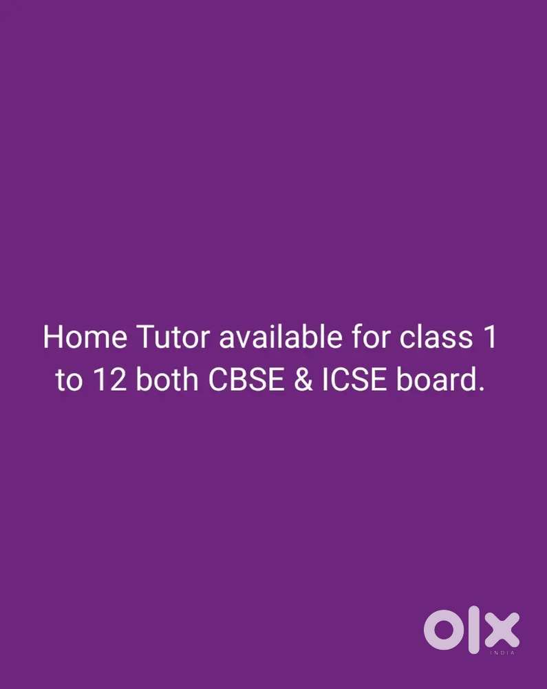 Home Tutor for class 1 to 12 all subjects.