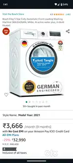 Bosch front load white 8kg washing machine not samsung lg top load