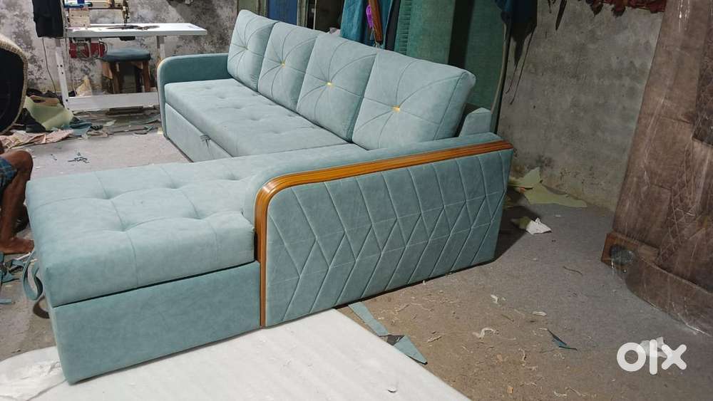 Blue L Shape Sofa