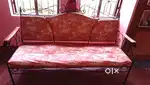 Floral printed 3 seater rod iron sofa