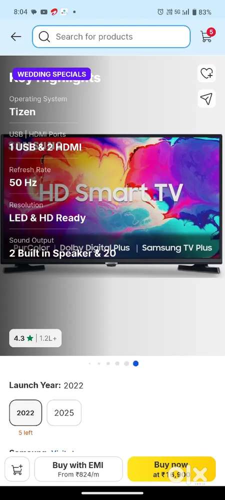 Only board. Panel complaint...Samsung 32 HD ready LED smart tizen tv