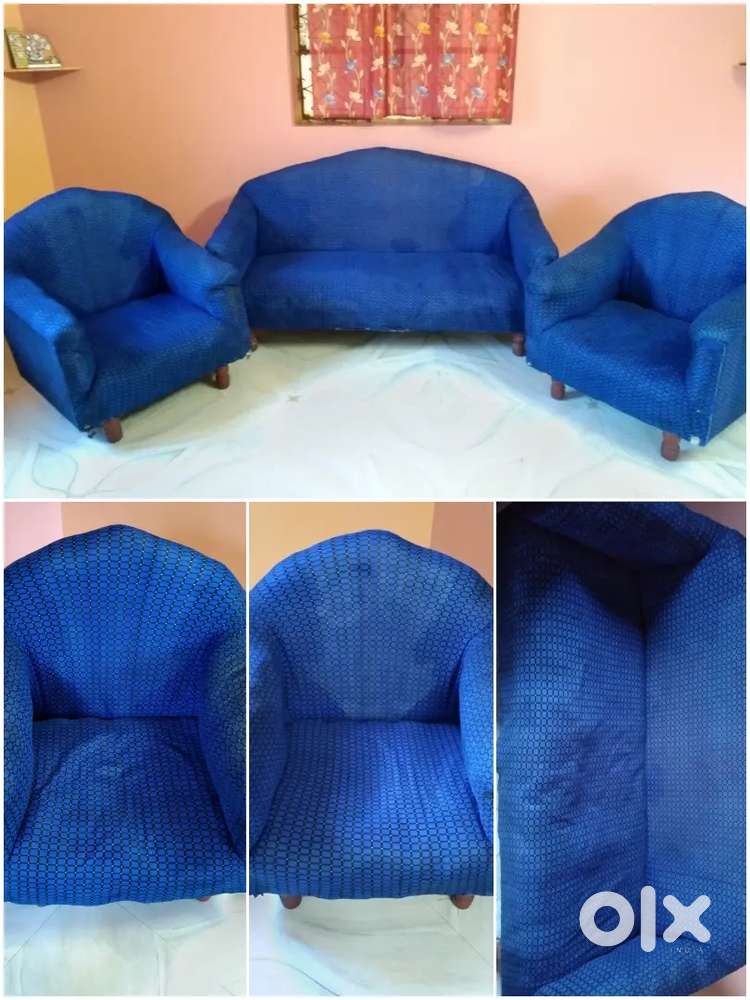 Aqua blue colour 4 seater sofa with 2 side seater sofa