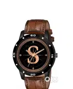 Red Robin Analog Round Black Dial . Brown Leather Strap Classic design