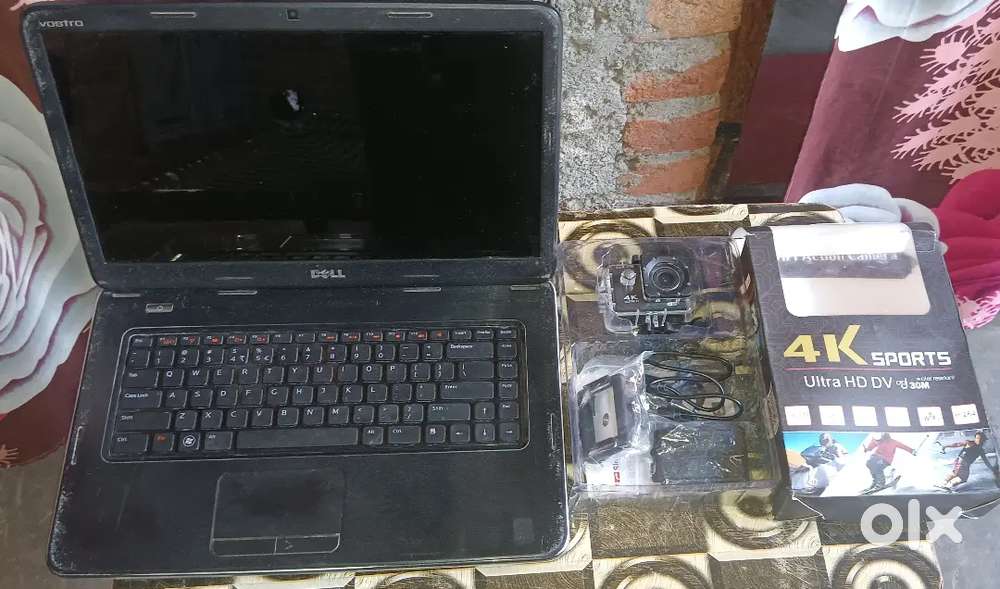 Dell laptop pc and 4k sports camera