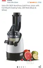 Usha CPJ 382F NutriPress Cold Press Juicer with Full Mouth Feedi