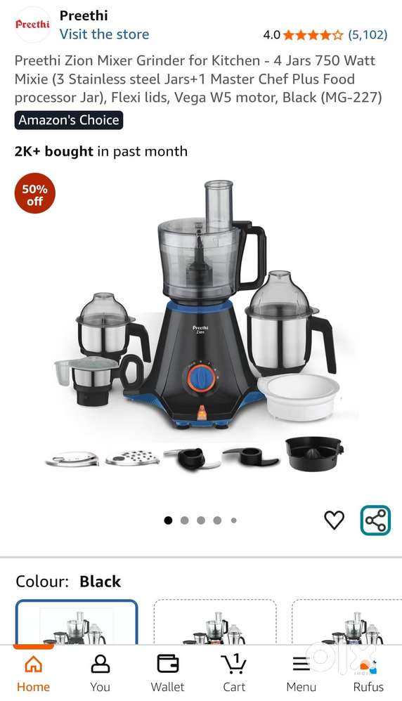 Preethi Zion Mixer Grinder + Food Processor (MG-227) for Sale in Agra