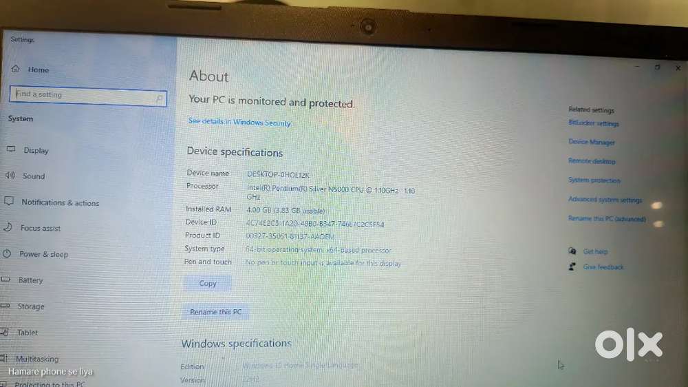 Hp laptop for sale 1 tb hard disc hai
