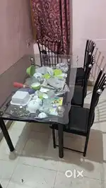 Glass Dining table with 6 chairs