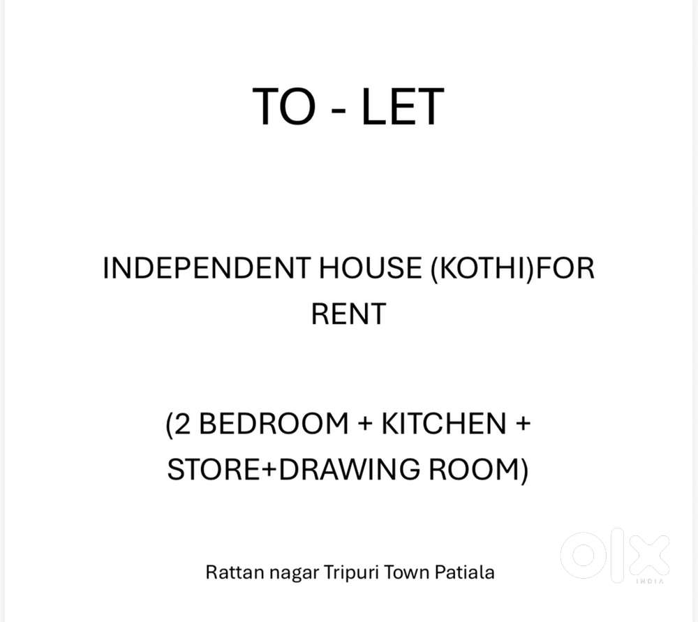 Independent rent for house 2 bedroom 2 store 1 kitchen 1 drawing room