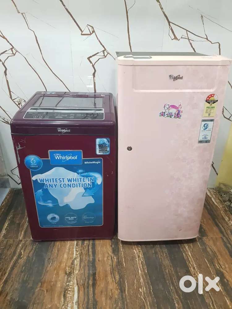 Whirlpool single door refrigerator and washing machine