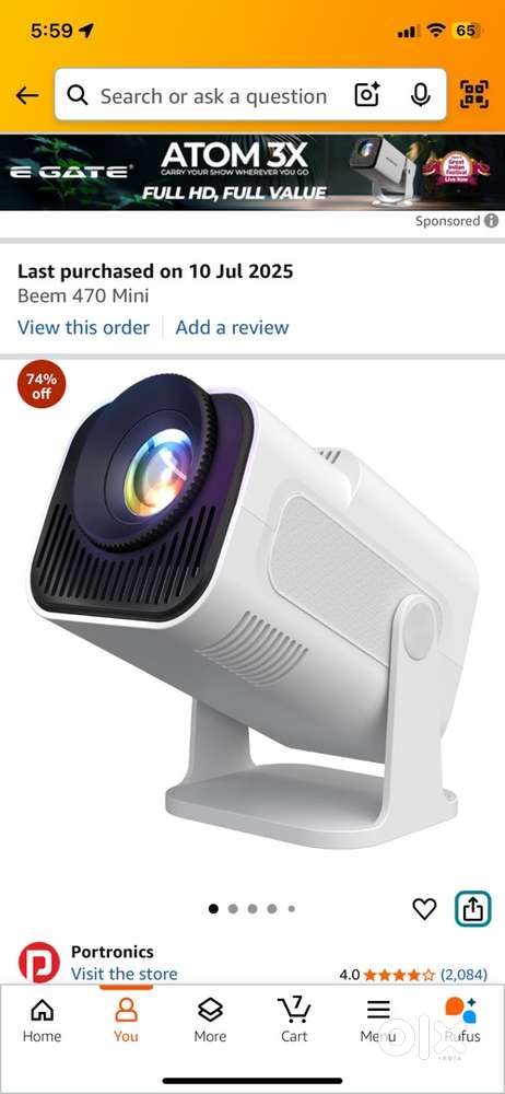 Smart Projector with inbuilt OTT and speaker