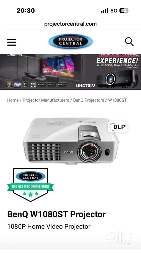 Benq w1080st short throw projector WUXGA