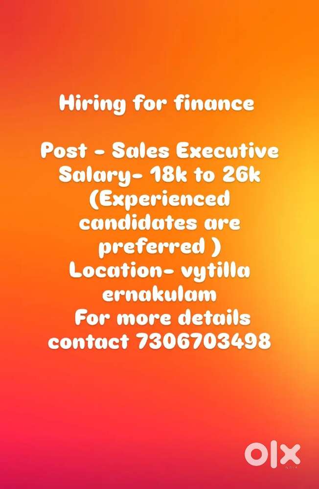 Loan sales executive vacancies