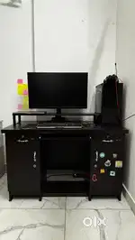 Spacious Computer Table With Drawer, Cabinets, Footrest and keyB Tray