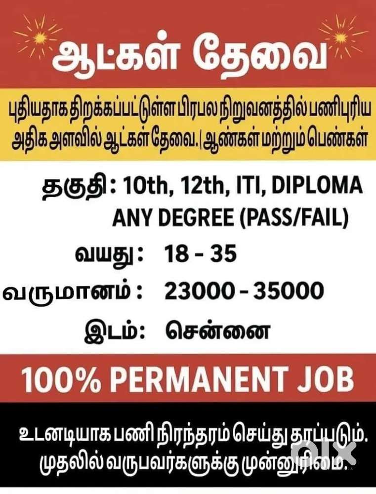 PERMANENT JOB VECANCY AVAILABLE