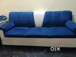New sofa 3+1+1 negotiable good condition blue and white combination