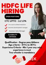 Guntur/(HDFC Life)/Degree Must/Onrole/Min 1yrs exp in sales