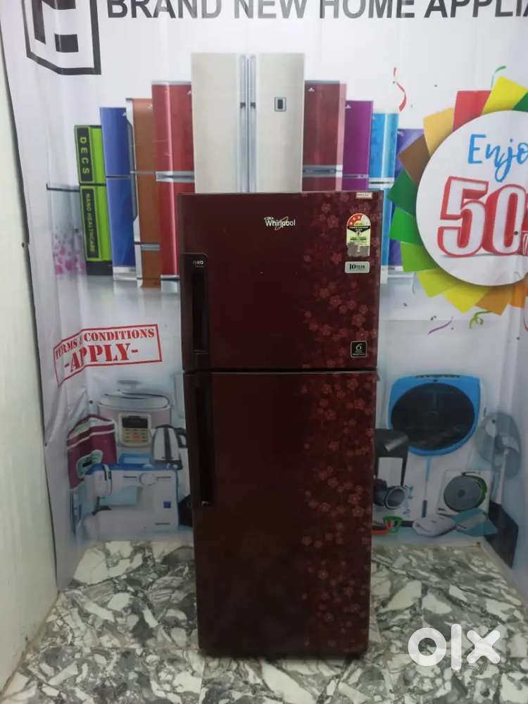 Whirlpool double door meroon colour flower design refrigerator
