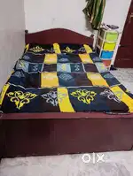 Heavy Hand made wood double cot  with pure cotton bed