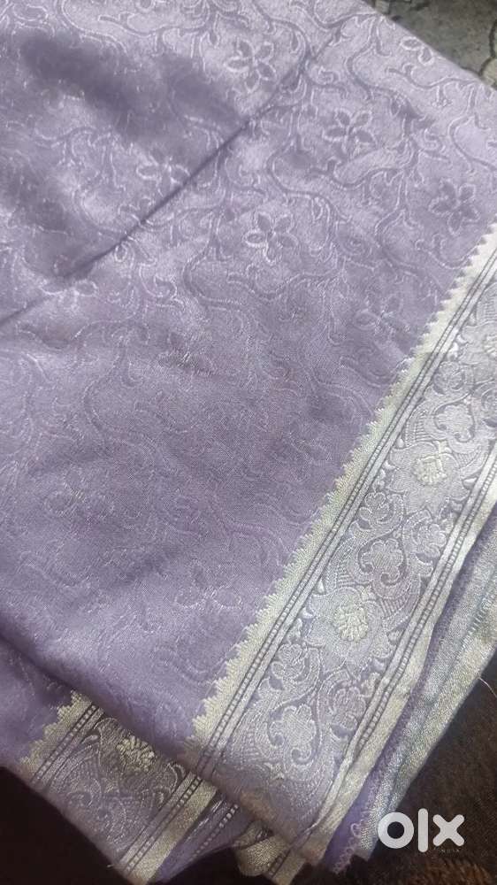 Lavender zari worked saree