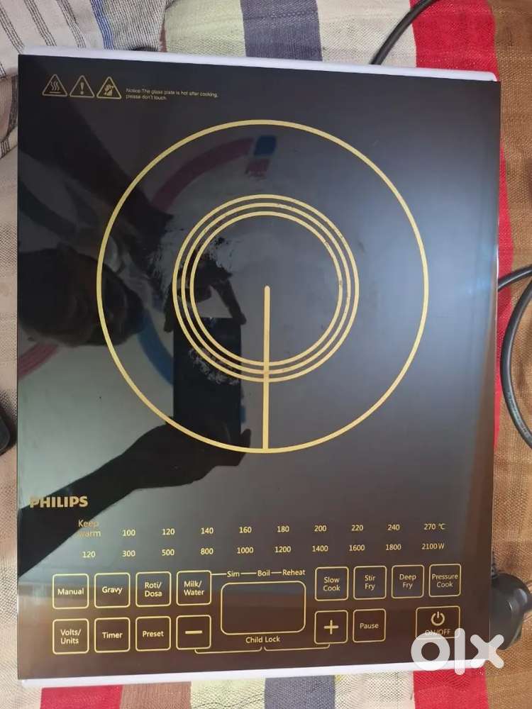 Philips Viva 2100-Watt Glass Induction Cooktop. Touch & Full Glass