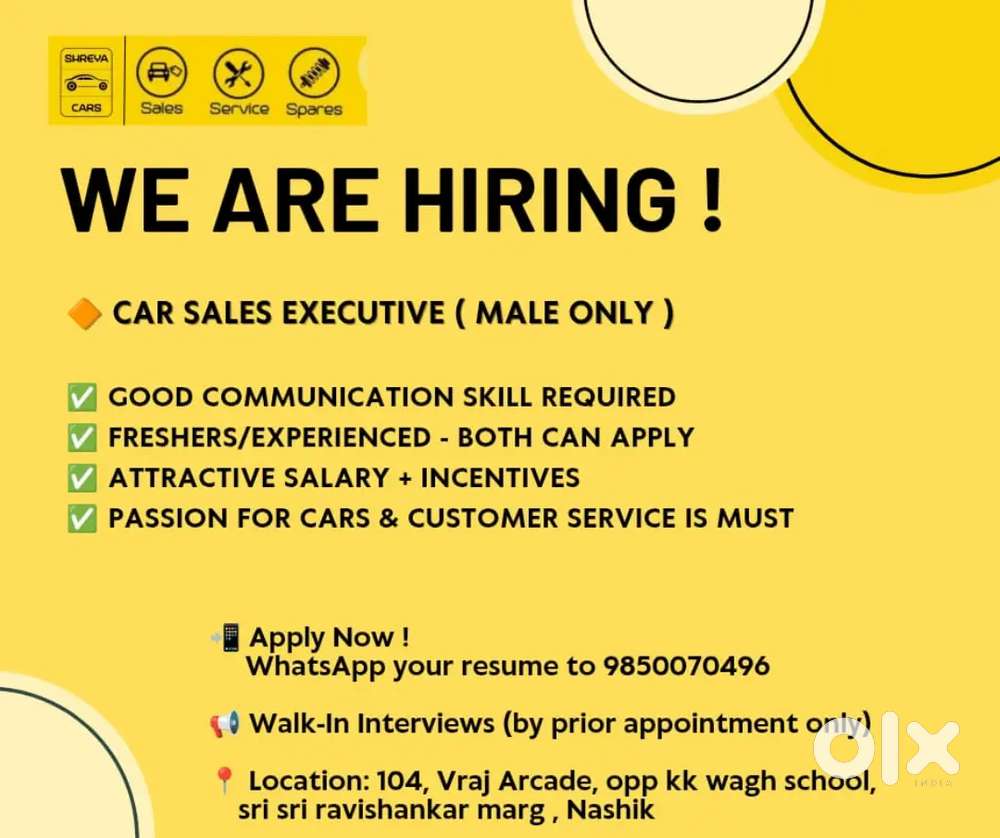 Sales executive for new cars and used cars