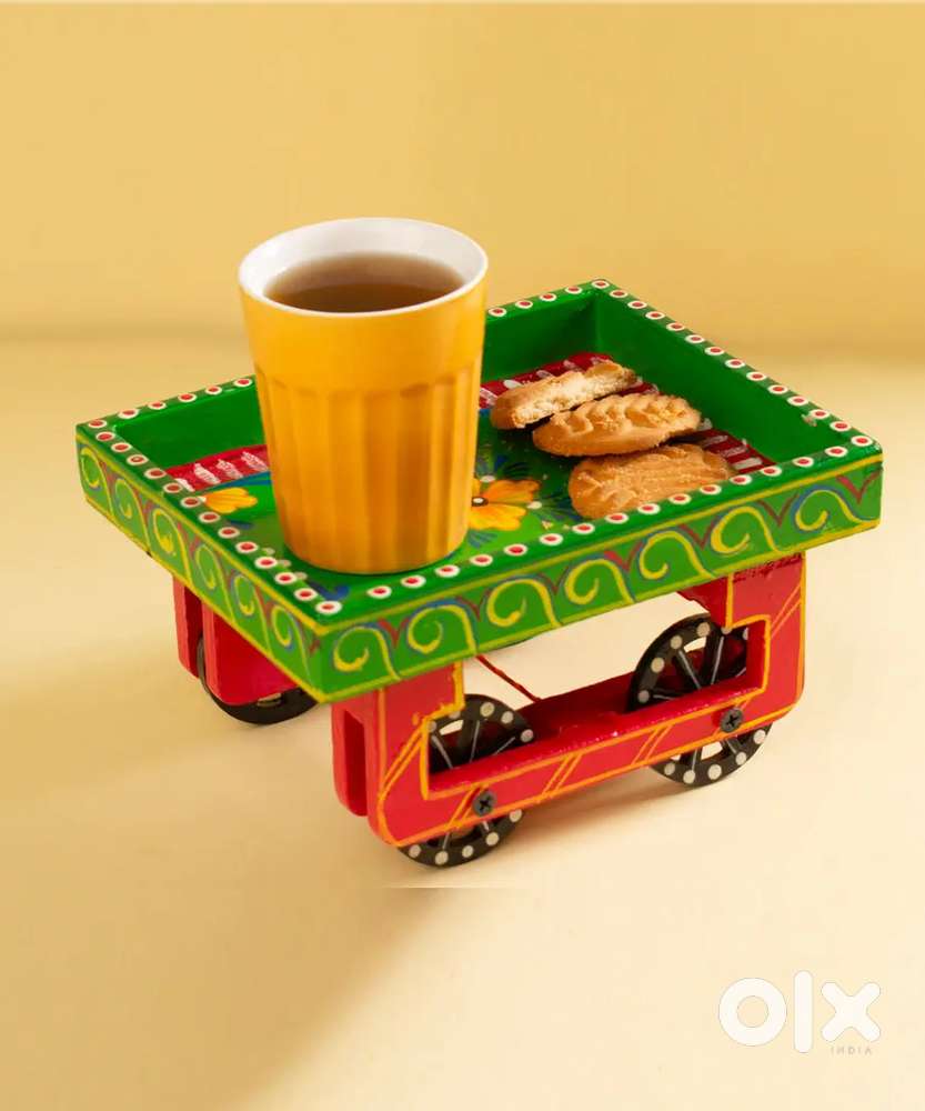 Hand painted wooden thela tray