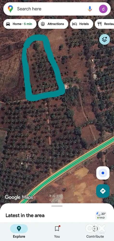 2 acear land sale in chikamagalur km  main road near lakya