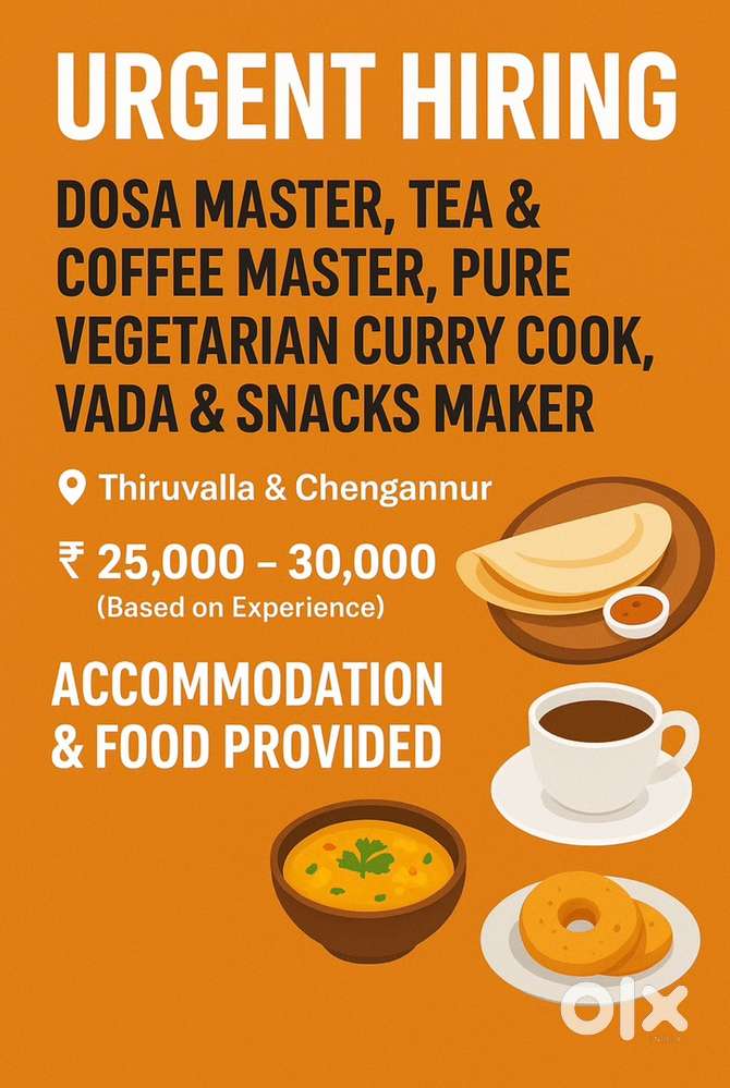 Cook Needed for Pure Vegetarian Restaurant
