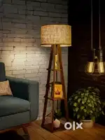 Brand New Stylish Wooden Standing Lamp with Shelves