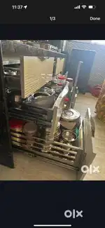Stainless steel kitchen trolley setup