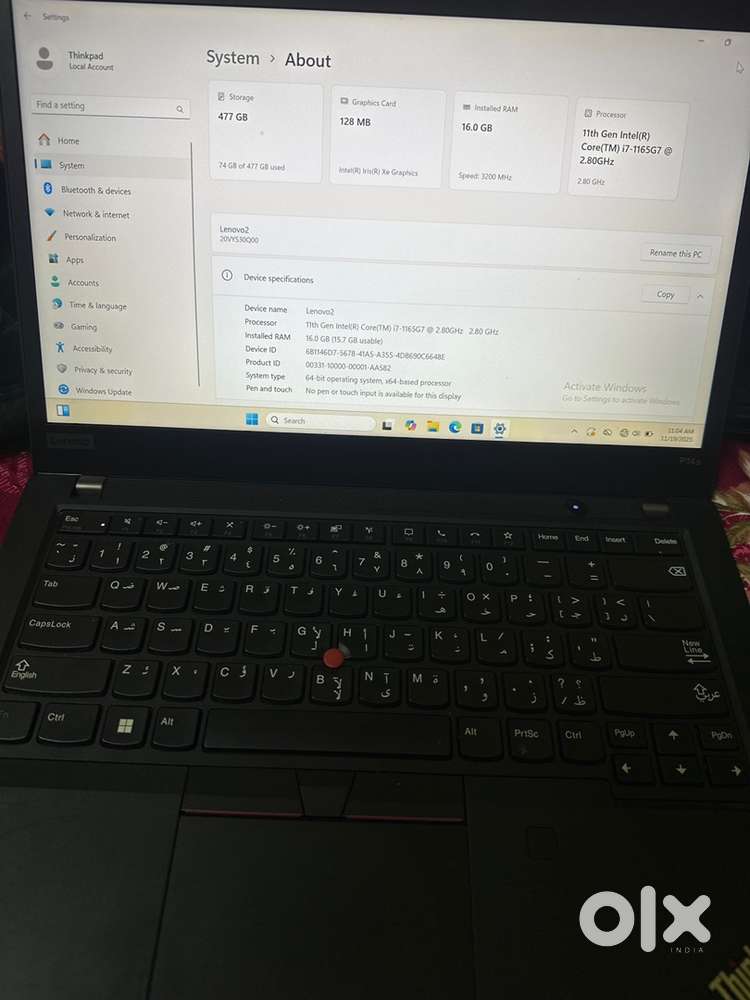 Lenovo thinkpad i7 11gen