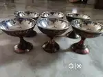 Steel Copper Bowl for Ice Cream Dessert with Brass Base