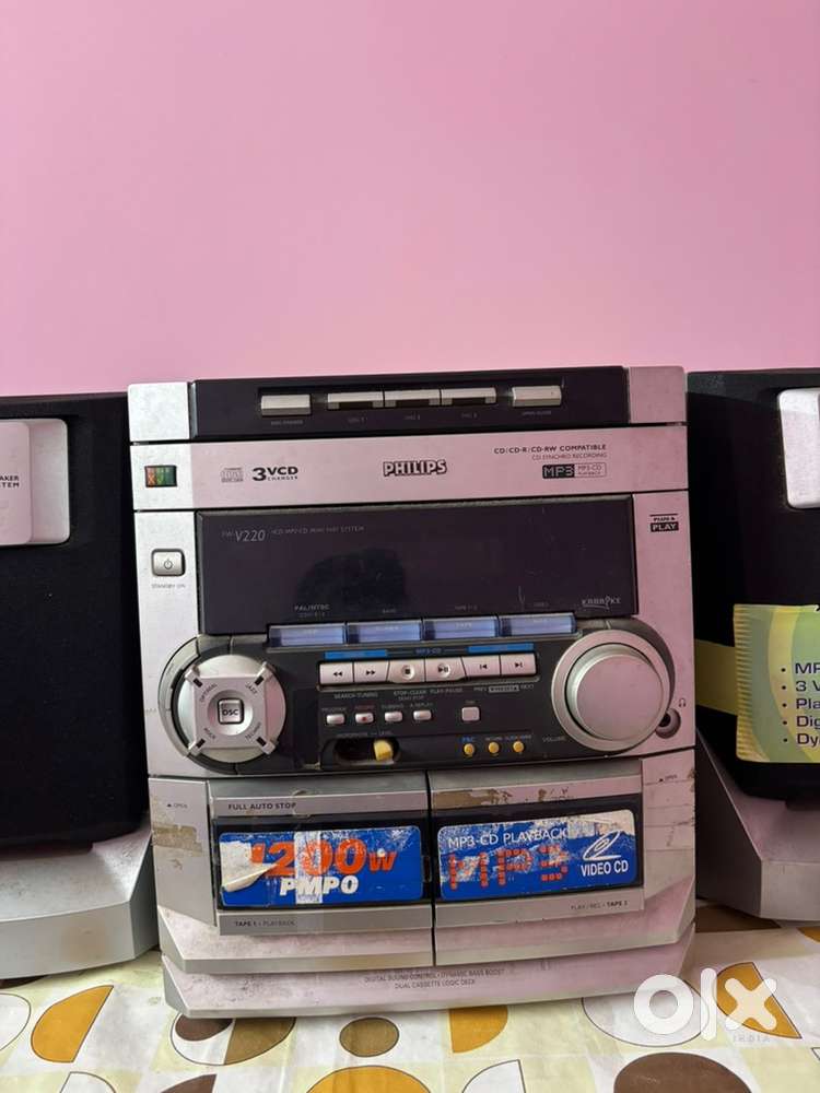 Philips music system with 2 speakers.