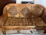 Cane Sofa Set with Table - Five Seater (Brown, Standard Size)