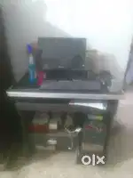 Computer with computer table and keyboard mouse