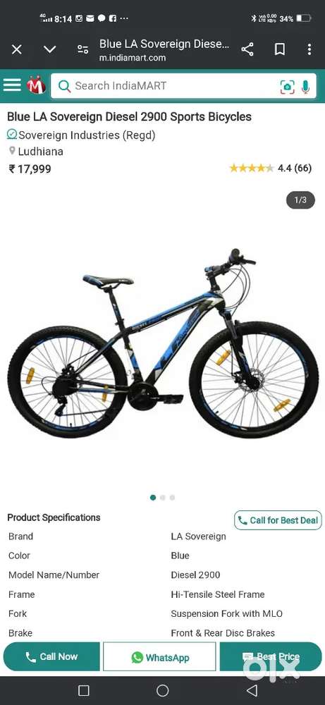 Blue LA Sovereign Diesel 2900 Sports Bicycle