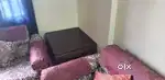 Sofa, chair, tea table, tea poi, book shelf, furniture