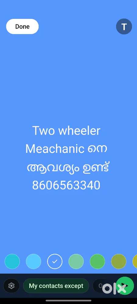 Two wheeler meachanic നെ ആവശ്യം ഉണ്ട്