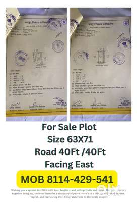 Sale Plot 63X71 Road 40ft/40Ft Corner East 495 Gaj Jagdamba Nagar E