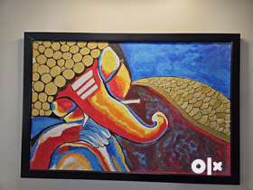 Enhance the ambiance of your home with this stunning sleeping Ganesha painting. Handcrafted with int...