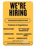 Looking for telesales executive in home appliances catagory Bengaluru