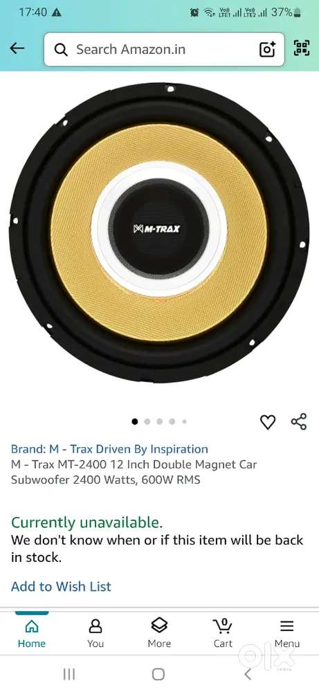 Origial M trax 12 inch subwoofer bass tube, 2400 watt