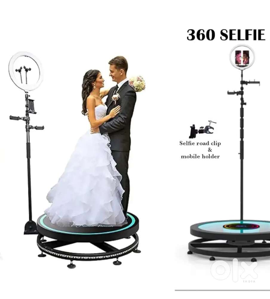 360 Photo Booth Rotating Platform with LED Lights, Selfi