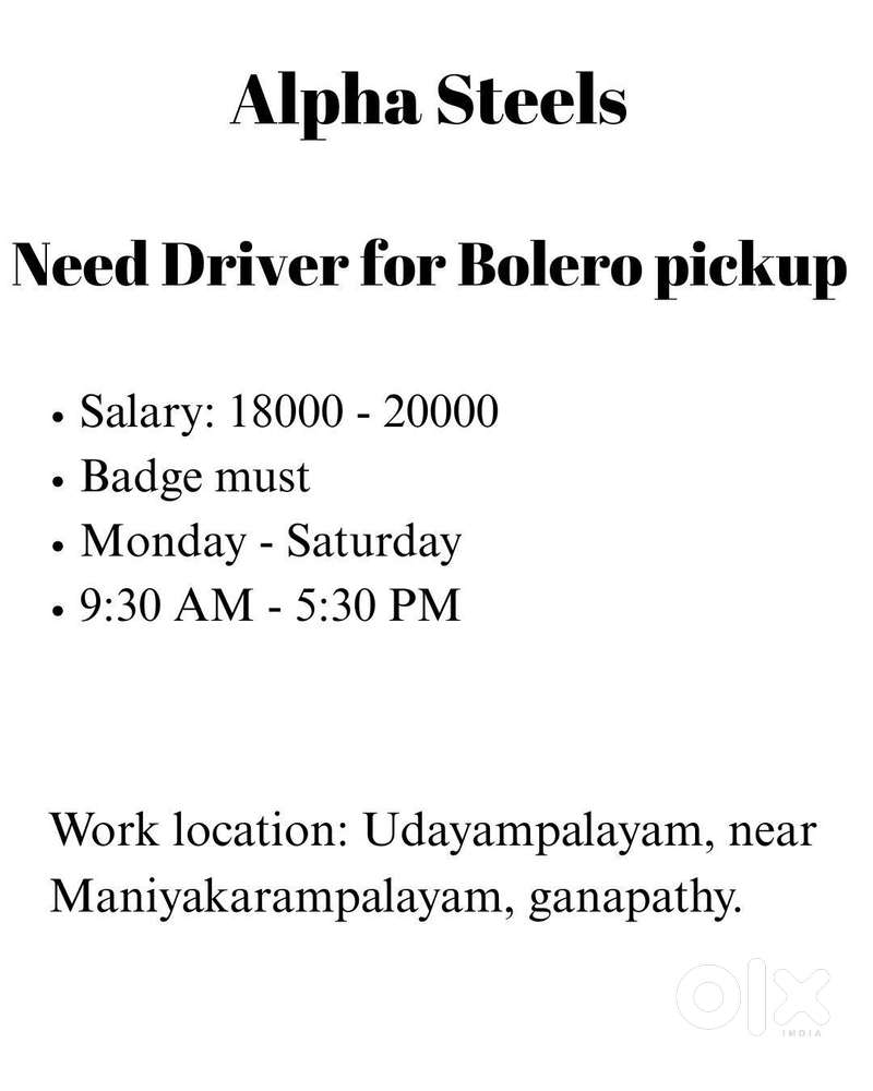 Need Driver for bolero pickup