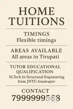 Home Tuitions for class 1 to 10, subjects related to Civil Engg