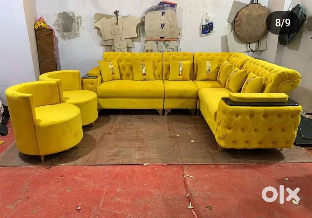 L shape sofa set with designing back and designing handle