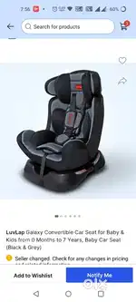Luvlap galaxy convertible Car seats for kids 0-7yrs